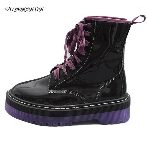 female british style 2020 autumn and winter new thick-soled round toe lace-up purple boots handsome motorcycle short boots women1, Black
female british style 2020 autumn and winter new thick-soled round toe lace-up purple boots handsome motorcycle short boots women1, Black