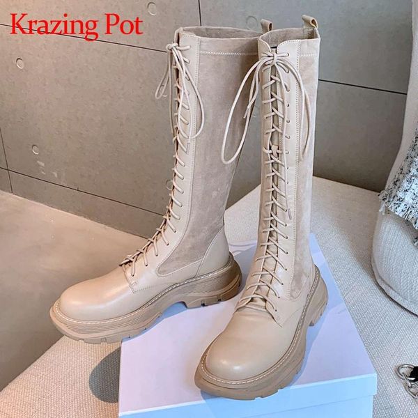 krazing pot cow leather round toe thick bottom cross-tied motorcycle boots beauty lady leisure knee-high boots l06, Black
krazing pot cow leather round toe thick bottom cross-tied motorcycle boots beauty lady leisure knee-high boots l06, Black