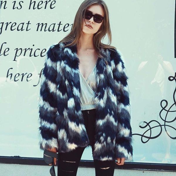 women's fur & faux color mixing warm coat women fluffy long sleeve female outerwear nice winter trendy jacket hairy overcoat 6q1278, Black
women's fur & faux color mixing warm coat women fluffy long sleeve female outerwear nice winter trendy jacket hairy overcoat 6q1278, Black