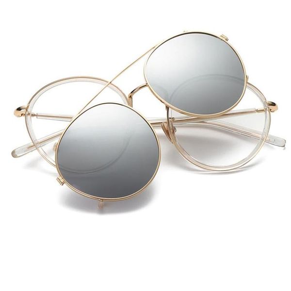 sunglasses mirror polarized women fashion round 2 lenses clip vintage transparent glasses frame, White;black
sunglasses mirror polarized women fashion round 2 lenses clip vintage transparent glasses frame, White;black