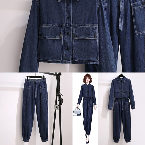 big size women's autumn denim suit women 2020 new style fat sister thin fashion work clothes work clothes two piece set for women dait5, Gray
big size women's autumn denim suit women 2020 new style fat sister thin fashion work clothes work clothes two piece set for women dait5, Gray