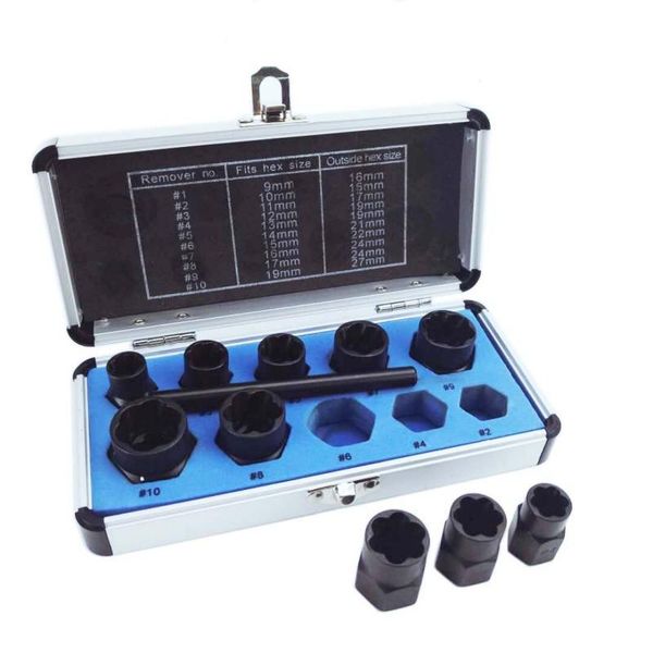 11pcs/set bolt screw extractor set damaged nut socket high threading kit hardware hand tools with aluminum box
11pcs/set bolt screw extractor set damaged nut socket high threading kit hardware hand tools with aluminum box