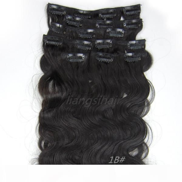body wave style clip in hair extensions 18"-26" 8pcs 1b# natural black, brazilian indian peruvian malaysian remy human hair, Black;brown
body wave style clip in hair extensions 18"-26" 8pcs 1b# natural black, brazilian indian peruvian malaysian remy human hair, Black;brown
