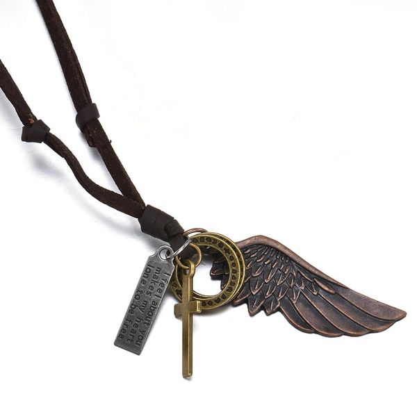 creative eagle men's women's jewelry vintage cross angel wing pendant necklace long leather necklace charms i love you fashion sqc, Silver
creative eagle men's women's jewelry vintage cross angel wing pendant necklace long leather necklace charms i love you fashion sqc, Silver