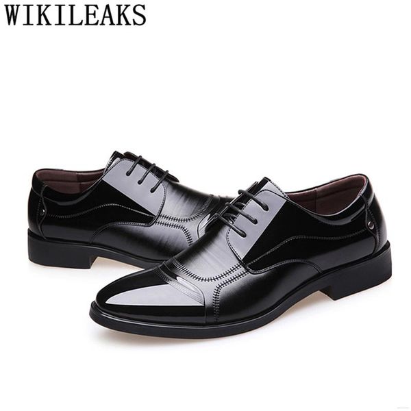 patent leather shoes men office coiffeur luxury shoes men formal dress designer classic italian dress zapatos hombre, Black