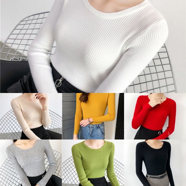 autumn and winter new women's versatile round neck solid color long sleeve knitted bottoming shirt with slim fit sweater sweaterand ela, White;black
autumn and winter new women's versatile round neck solid color long sleeve knitted bottoming shirt with slim fit sweater sweaterand ela, White;black