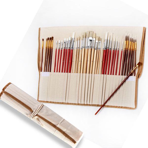 38 pcs/set paint brushes with canvas bag case long wooden handle synthetic hair art supplies for oil acrylic watercolor painting
38 pcs/set paint brushes with canvas bag case long wooden handle synthetic hair art supplies for oil acrylic watercolor painting