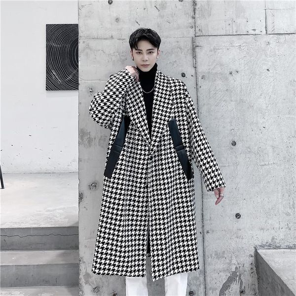 male women streetwear jacket outerwear men autumn winter casual loose wool thicken houndstooth plaid long trench coat overcoat, Black
male women streetwear jacket outerwear men autumn winter casual loose wool thicken houndstooth plaid long trench coat overcoat, Black