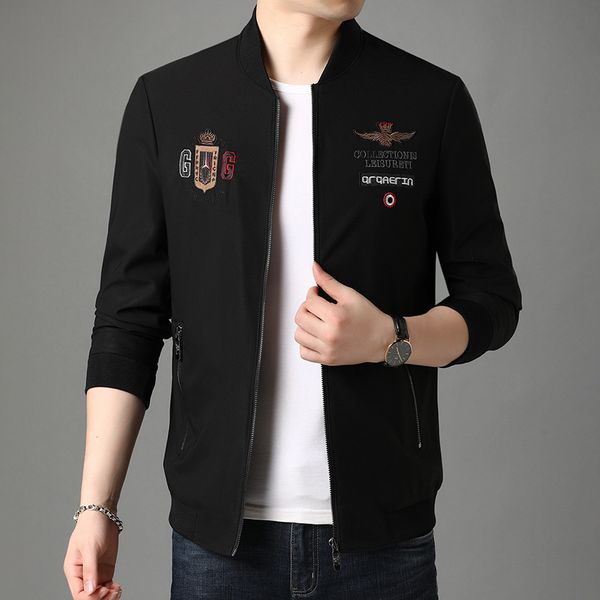 m xl - 3xl 4xl new autumn 2020 men jacket long sleeve formal slim coat with letter embroidery black dark grey, Black;brown
m xl - 3xl 4xl new autumn 2020 men jacket long sleeve formal slim coat with letter embroidery black dark grey, Black;brown