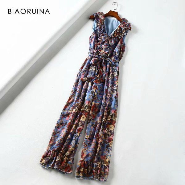 biaoruina women vintage floral printed fashion all-match sleeveless jumpsuit with sash female beach style loose wide leg pants1, Black;white
biaoruina women vintage floral printed fashion all-match sleeveless jumpsuit with sash female beach style loose wide leg pants1, Black;white