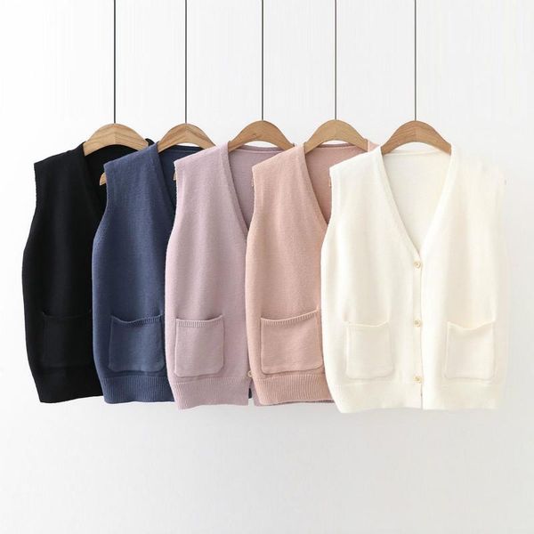 women's vests 2021 women autumn winter sweater gilet female loose pocket sleeveless v-neck single breasted waistcoat lady casual knit v, Black;white
women's vests 2021 women autumn winter sweater gilet female loose pocket sleeveless v-neck single breasted waistcoat lady casual knit v, Black;white