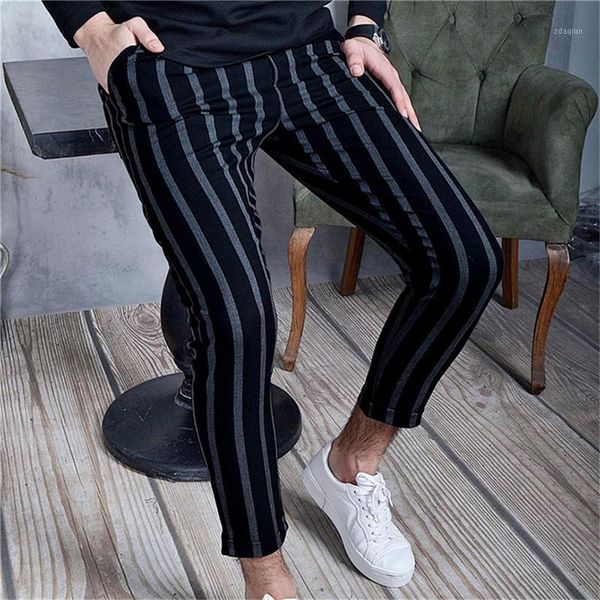 men's pants autumn men stripe casual lace up middle waist pencil fashion streetwear male skinny trousers1, Black
men's pants autumn men stripe casual lace up middle waist pencil fashion streetwear male skinny trousers1, Black
