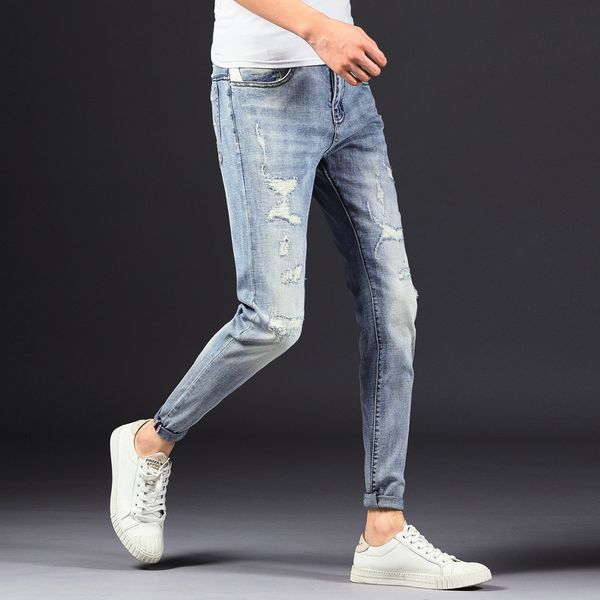 2021 new hole in the knee biker jean men torn thin fit streetwear denim stretch fashion cowboy male pants sr1j, Blue
2021 new hole in the knee biker jean men torn thin fit streetwear denim stretch fashion cowboy male pants sr1j, Blue