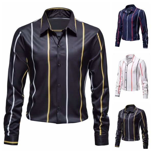 european version business men's drape loose long-sleeved shirt with wave pattern, White;black
european version business men's drape loose long-sleeved shirt with wave pattern, White;black