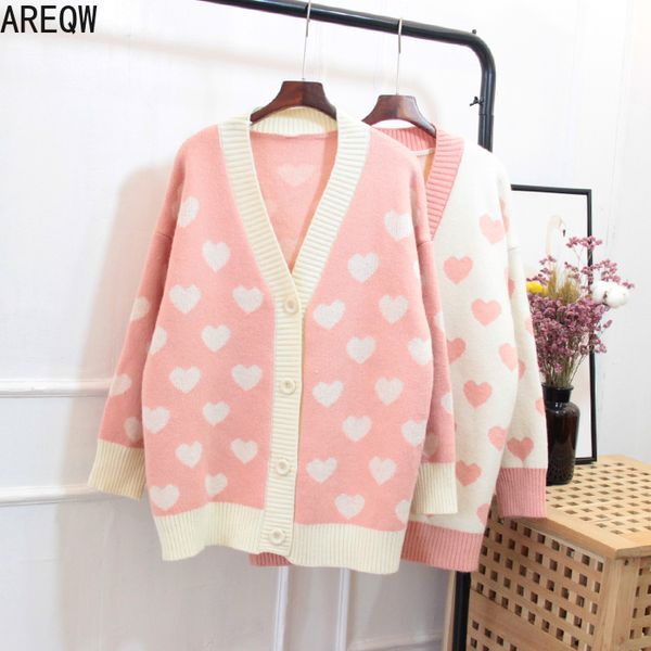 autumn new style cardigan oversized sweater women's 2020 korean-style loose thick heart very fairy of sweater students coat lj201017, White;black
autumn new style cardigan oversized sweater women's 2020 korean-style loose thick heart very fairy of sweater students coat lj201017, White;black