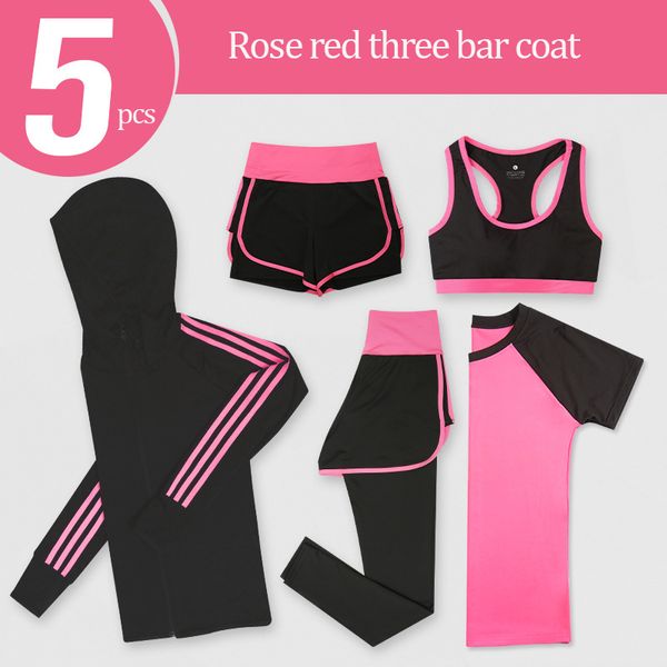 gym set women sportswear yoga sets fitness clothing 5 piece running t-shirt sports bra wear yoga leggings workout sport suit c0122, Black;white
gym set women sportswear yoga sets fitness clothing 5 piece running t-shirt sports bra wear yoga leggings workout sport suit c0122, Black;white