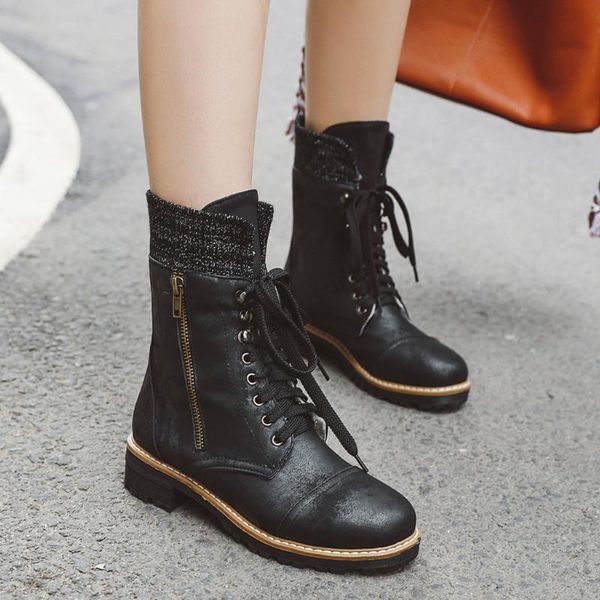 women's ladies girls riding cowboy boots motorcycle boots lace-up shoes mid calf women 2020 winter warm flock shoes 2020, Black
women's ladies girls riding cowboy boots motorcycle boots lace-up shoes mid calf women 2020 winter warm flock shoes 2020, Black