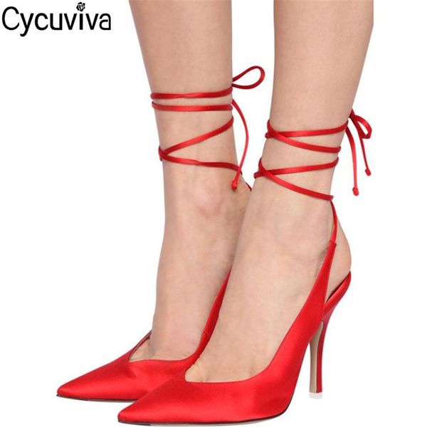 new red satin sandalias thin high heel sandals women pointed toe lace up sandals women 2020 runway party dress shoes woman 0928, Black
new red satin sandalias thin high heel sandals women pointed toe lace up sandals women 2020 runway party dress shoes woman 0928, Black