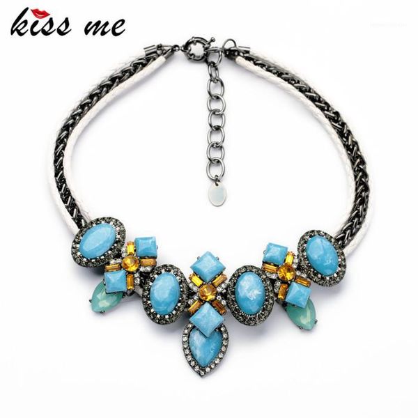 kiss me charming colares femininos white mulit simulated leather rope chain blue imitation gemstone choker necklace1, Golden;silver
kiss me charming colares femininos white mulit simulated leather rope chain blue imitation gemstone choker necklace1, Golden;silver