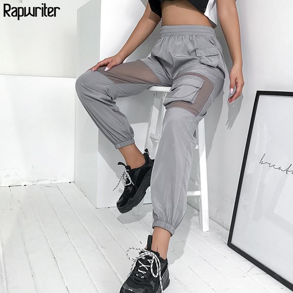 rapwriter mesh patchwork elastic high waist pants joggers women 2020 streetwear harajuku big pocket sweatpants gray wide trouser lj201130, Black;white
rapwriter mesh patchwork elastic high waist pants joggers women 2020 streetwear harajuku big pocket sweatpants gray wide trouser lj201130, Black;white