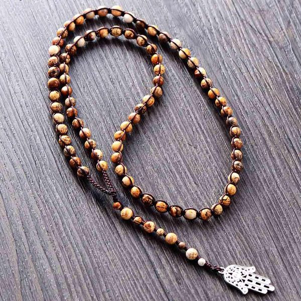 men necklace handmade 6mm picture stone with hamsa pendant mens rosary necklace beads mens jewelry dropshipping sqckmu new_dhbest, Golden;silver
men necklace handmade 6mm picture stone with hamsa pendant mens rosary necklace beads mens jewelry dropshipping sqckmu new_dhbest, Golden;silver