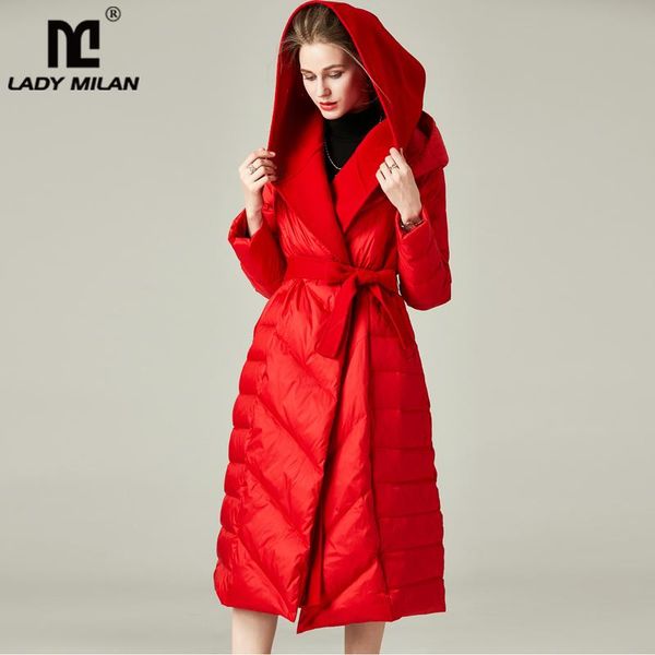 women's down & parkas winter runway coats hooded collar cashmere patchwork fashion warm sash belt thick long overcoat, Black
women's down & parkas winter runway coats hooded collar cashmere patchwork fashion warm sash belt thick long overcoat, Black