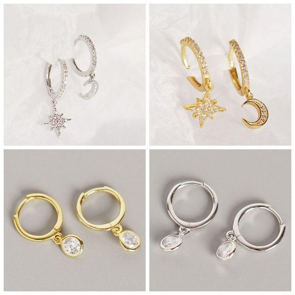 stud beautiful zircon 100% 925 sterling silver hanging earrings for women star cross heart ball slice charm studs earring a30, Golden;silver
stud beautiful zircon 100% 925 sterling silver hanging earrings for women star cross heart ball slice charm studs earring a30, Golden;silver