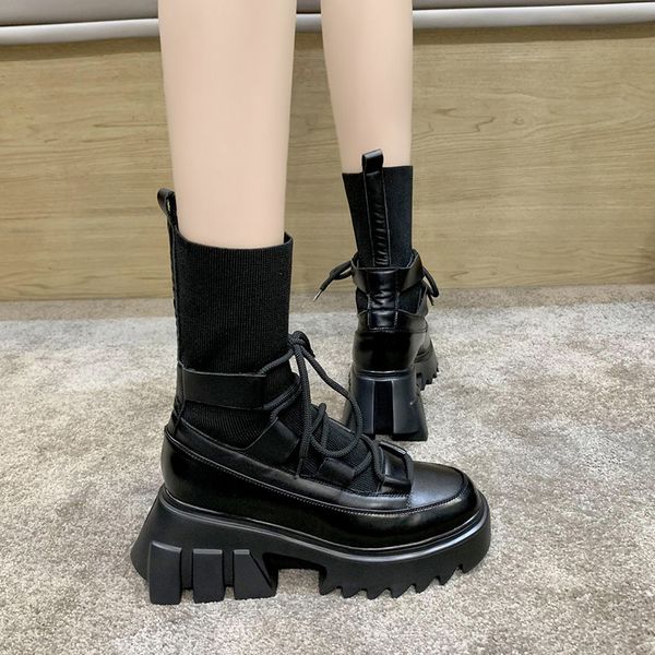 2020 autumn new fashion knit sock boots women pu wedge platform ankle boots woman british style thick-soled short botas, Black
2020 autumn new fashion knit sock boots women pu wedge platform ankle boots woman british style thick-soled short botas, Black