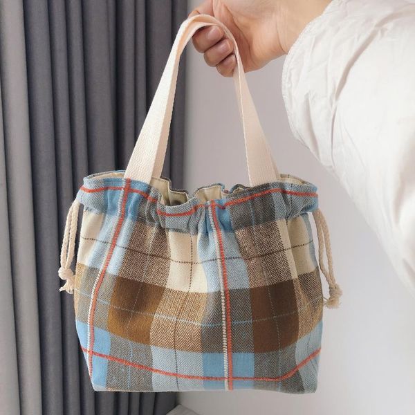 shoulder bags frosted plaid hand bag with drawstring pocket lunch breakfast simple cotton can store personal belongings
shoulder bags frosted plaid hand bag with drawstring pocket lunch breakfast simple cotton can store personal belongings