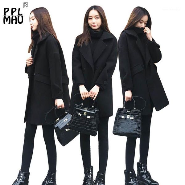 women's trench coats autumn winter black coat women wool blend 2021 long casual thicken cotton-padded outwear woolen femme casaco femin, Tan;black
women's trench coats autumn winter black coat women wool blend 2021 long casual thicken cotton-padded outwear woolen femme casaco femin, Tan;black