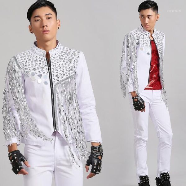men's suits & blazers men designs tassel homme terno stage costumes for singers sequin blazer dance clothes jacket style dress punk whi, White;black
men's suits & blazers men designs tassel homme terno stage costumes for singers sequin blazer dance clothes jacket style dress punk whi, White;black