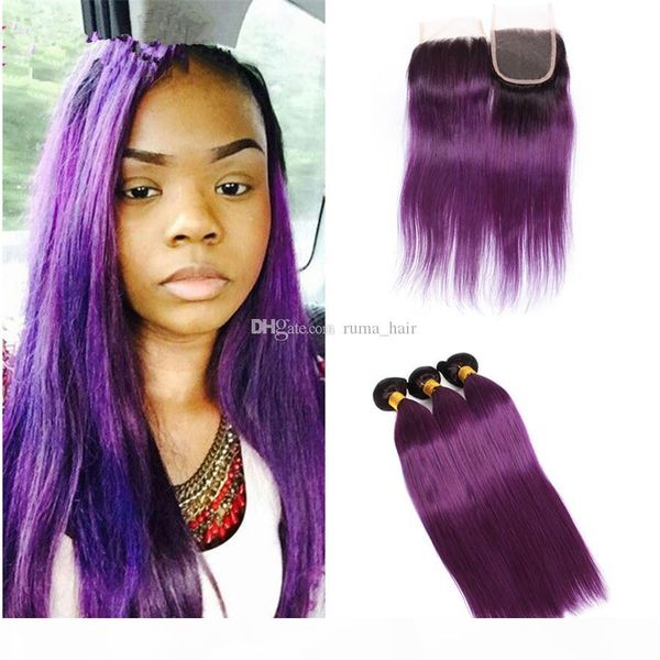 brazilian virgin human hair weaves with lace closure purple ombre 4*4 lace closure with bundles dark roots purple straight hair wefts, Black;brown
brazilian virgin human hair weaves with lace closure purple ombre 4*4 lace closure with bundles dark roots purple straight hair wefts, Black;brown