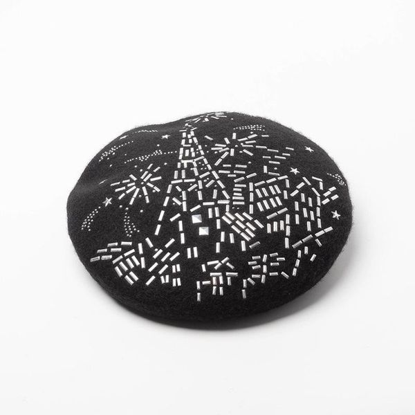 europe and united states autumn and winter new eiffel tower rhinestone wool beret painter hat ladies fashion bud hat artist, Blue;gray
europe and united states autumn and winter new eiffel tower rhinestone wool beret painter hat ladies fashion bud hat artist, Blue;gray