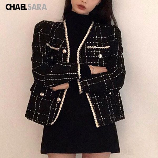 2020 новая весна осень женщины black tweed куртки v шеи плед элегантный pearl кнопка пальто кардиганы верхняя одежда, Black;brown
2020 новая весна осень женщины black tweed куртки v шеи плед элегантный pearl кнопка пальто кардиганы верхняя одежда, Black;brown