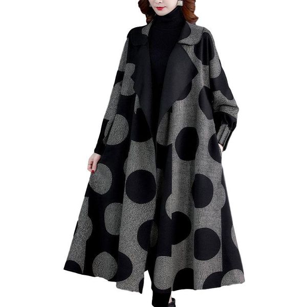 women's wool & blends long coat women 2021 autumn winter female parka korean loose casual fashion polka dot all-match lapel jacket tren, Black
women's wool & blends long coat women 2021 autumn winter female parka korean loose casual fashion polka dot all-match lapel jacket tren, Black