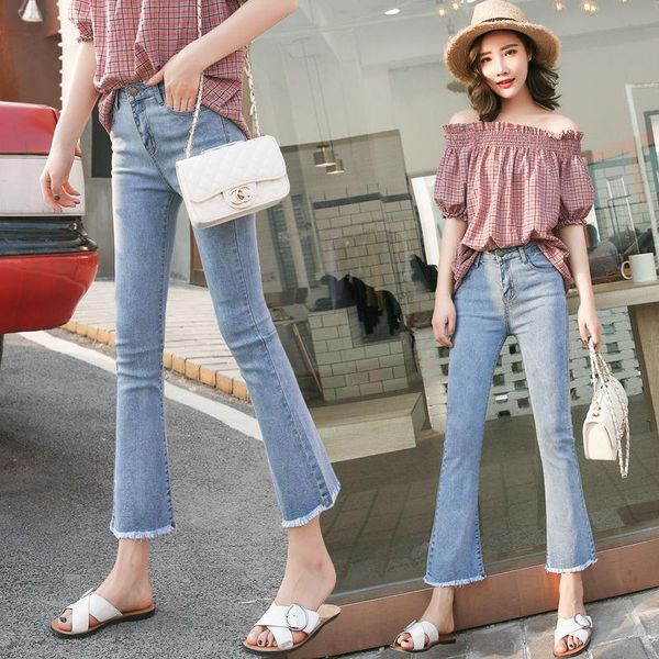 women's jeans micro-bell pants women spring and autumn high waist elastic straight students edges slim children, Blue
women's jeans micro-bell pants women spring and autumn high waist elastic straight students edges slim children, Blue