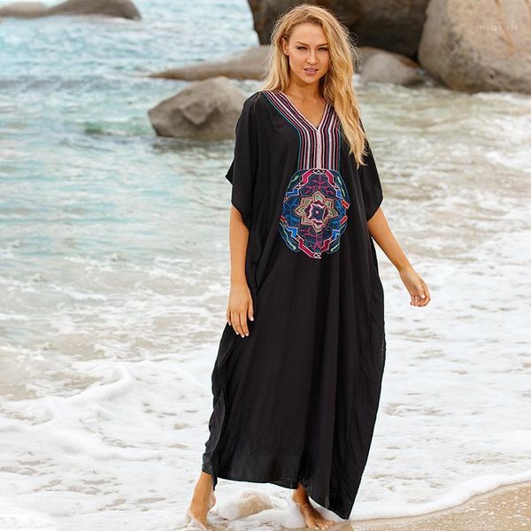 2020 bohemian v-neck beach dress summer women beachwear boho cotton tunic plus size swimsuit cover up kaftan robe de plage n6831, White;black
2020 bohemian v-neck beach dress summer women beachwear boho cotton tunic plus size swimsuit cover up kaftan robe de plage n6831, White;black