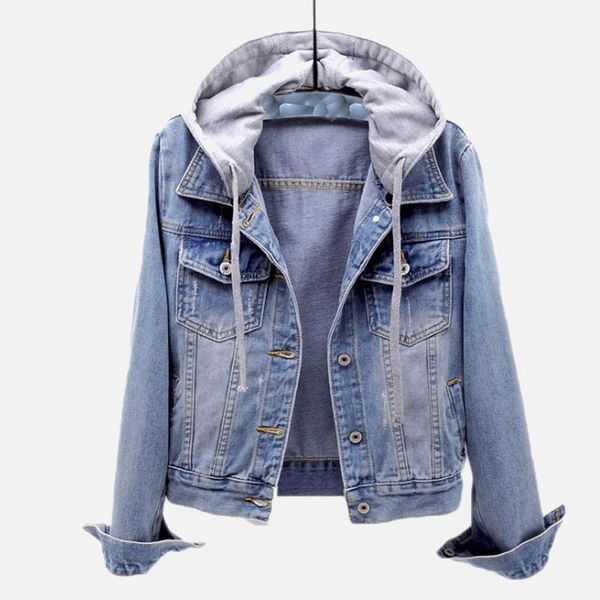women's hooded denim jacket coat long sleeve single breasted blue short jeans 2020 spring autumn loose casual hoodie outwear, Black;brown
women's hooded denim jacket coat long sleeve single breasted blue short jeans 2020 spring autumn loose casual hoodie outwear, Black;brown