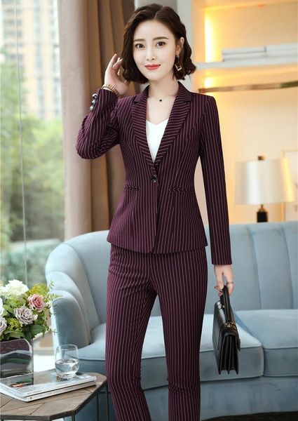 fashion striped autumn winter business suits with jackets and pants styles ladies formal professional pantsuits blazers, White
fashion striped autumn winter business suits with jackets and pants styles ladies formal professional pantsuits blazers, White