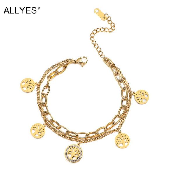 charm bracelets allyes gold color tree of life pendants bracelet multilayer stainless steel chain for women jewelry gifts, Golden;silver
charm bracelets allyes gold color tree of life pendants bracelet multilayer stainless steel chain for women jewelry gifts, Golden;silver