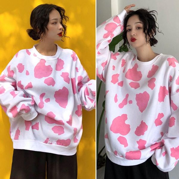 women sweatshirt streetwear harajuku style sweatshirt cute printing cow crew neck loose pullover, Black
women sweatshirt streetwear harajuku style sweatshirt cute printing cow crew neck loose pullover, Black