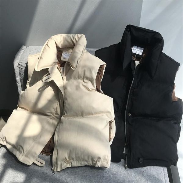 sleeveless vest women winter keep warm puffer jacket solid stand collar harajuku outwear loose fashion padded vest korean style, Black;white
sleeveless vest women winter keep warm puffer jacket solid stand collar harajuku outwear loose fashion padded vest korean style, Black;white