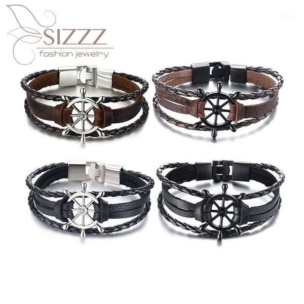 sizzz 2020 new listing alloy buckle rudder leather black retro bracelet&bangles for men1, Golden;silver
sizzz 2020 new listing alloy buckle rudder leather black retro bracelet&bangles for men1, Golden;silver