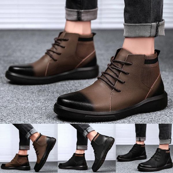 cap-toe men's casual lace-up warm booties male large size waterproof comfortable soft autumn winter ankle boots botas hombre, Black
cap-toe men's casual lace-up warm booties male large size waterproof comfortable soft autumn winter ankle boots botas hombre, Black