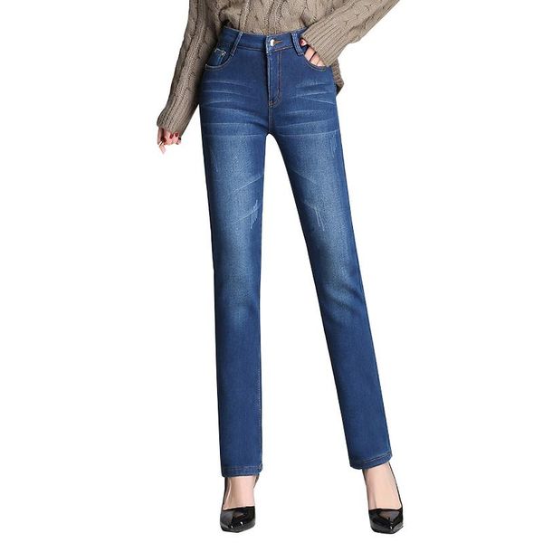 women's jeans 2021 winter warm denim trousers straight high waist fleece thick spring regular pants black plus size female p222, Blue
women's jeans 2021 winter warm denim trousers straight high waist fleece thick spring regular pants black plus size female p222, Blue
