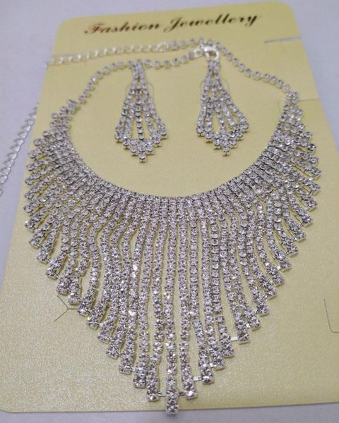 rhinestone necklace earrings set, Silver
rhinestone necklace earrings set, Silver
