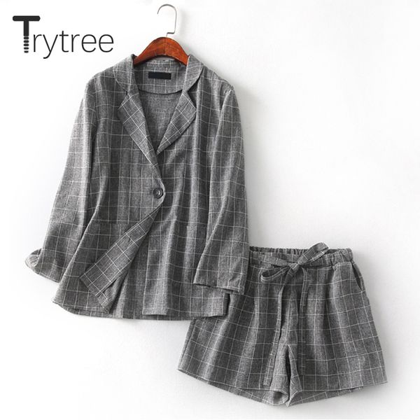 trytree summer autumn women two piece set office + shorts plaid female suit set casual women's 2 piece plus size set y200110, White
trytree summer autumn women two piece set office + shorts plaid female suit set casual women's 2 piece plus size set y200110, White
