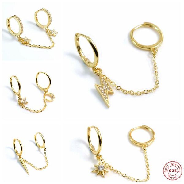 hoop & huggie genuine 925 sterling silver earring chain european and american lighting star for woman ladies pendientes, Golden;silver
hoop & huggie genuine 925 sterling silver earring chain european and american lighting star for woman ladies pendientes, Golden;silver
