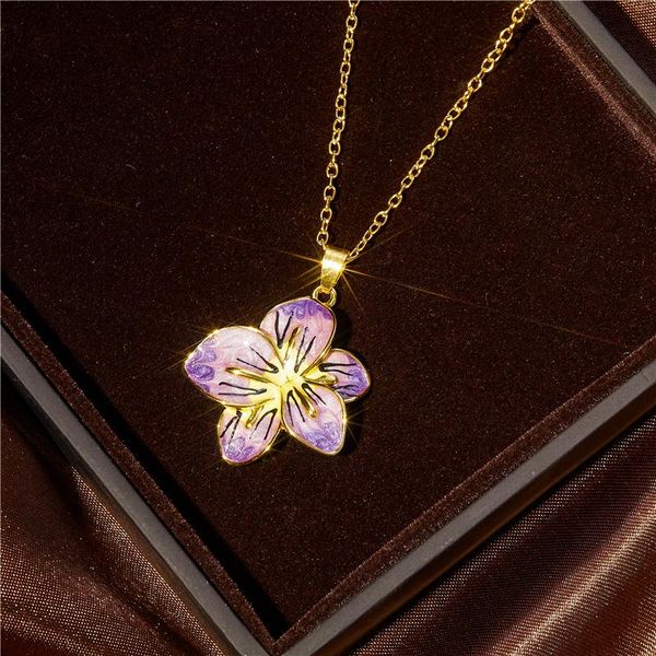 chains exquisite romantic purple blooming flower necklace pendant elegant and charming feminine charm jewelry valentine's day gift, Silver
chains exquisite romantic purple blooming flower necklace pendant elegant and charming feminine charm jewelry valentine's day gift, Silver