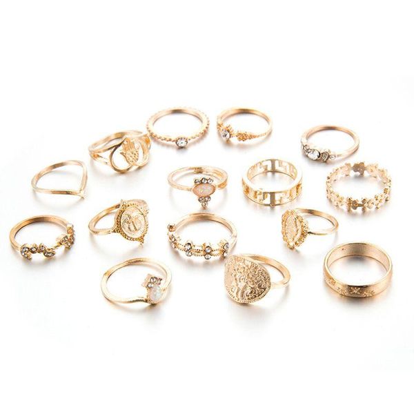 15pcs/set assoeted golden religious coin cross crystal fatima hand boho rings set for women, Golden;silver
15pcs/set assoeted golden religious coin cross crystal fatima hand boho rings set for women, Golden;silver